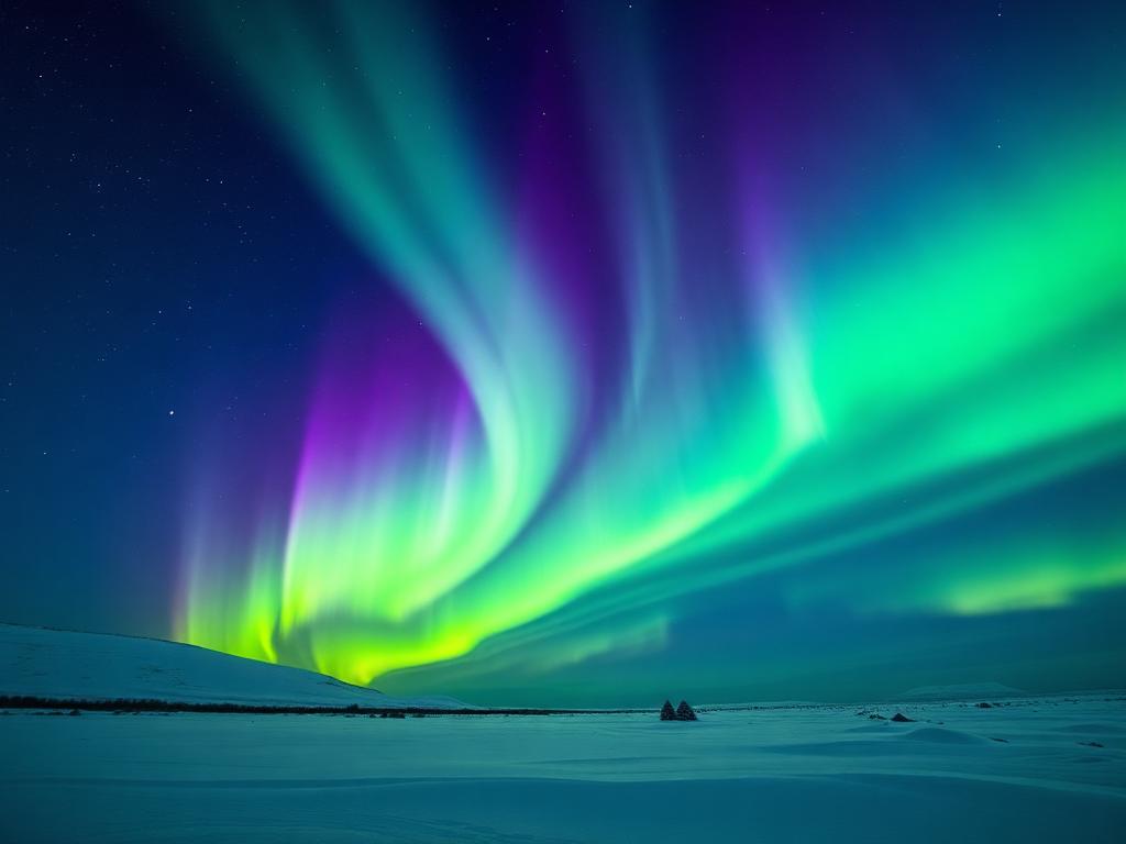 Vibrant green aurora dancing over Yellowknife wilderness